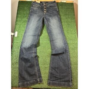 Ariat Women’s High Rise Trouser 27L Russell’s Western Flare Denim Wide Leg Jeans